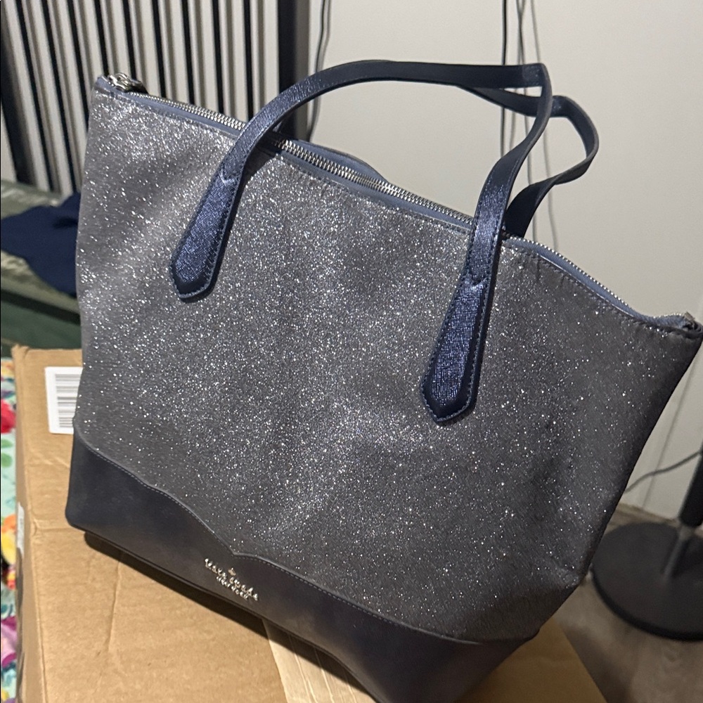 Kate Spade Sparkling Navy and Silver Tote